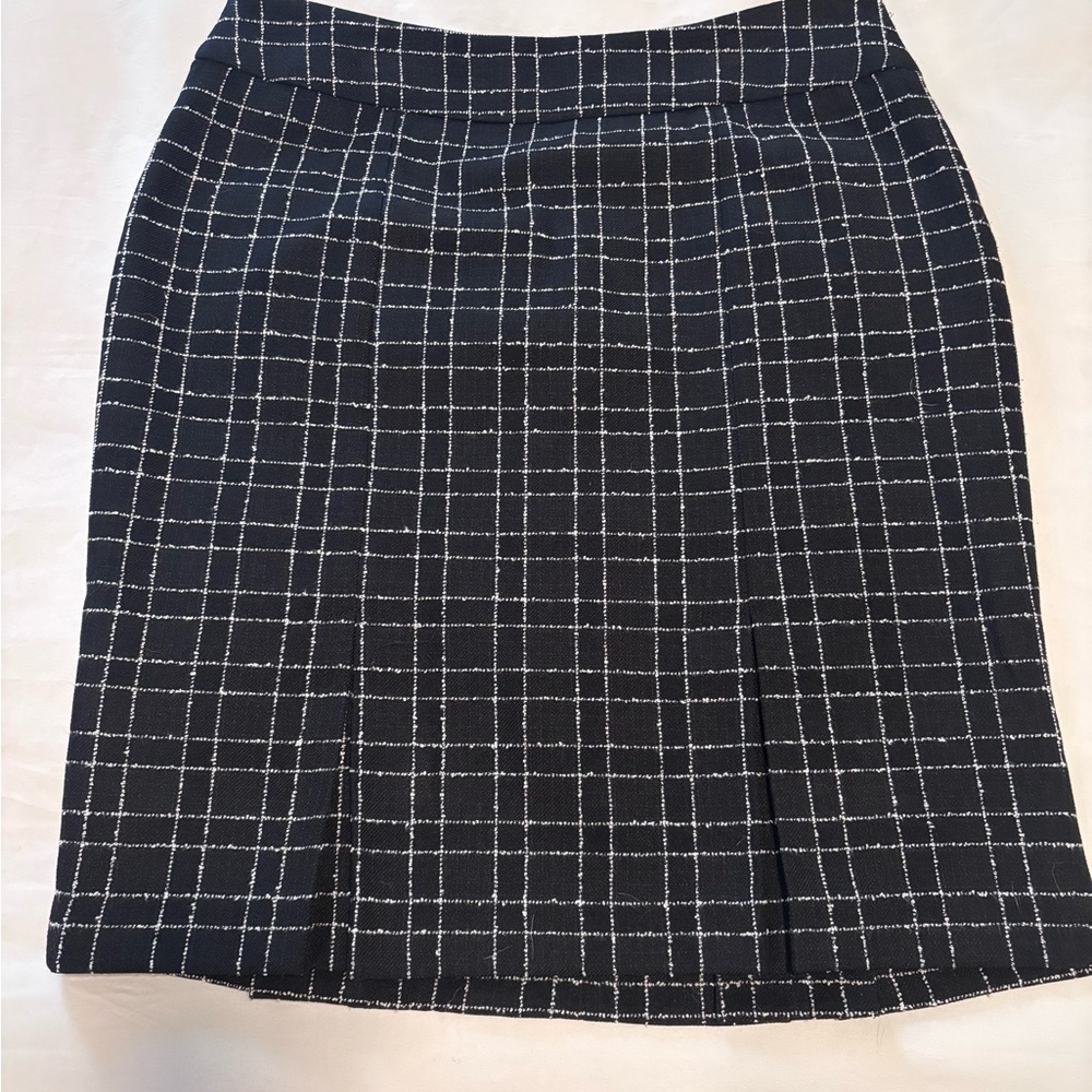 Kasper Black and White Checkered Pencil Skirt